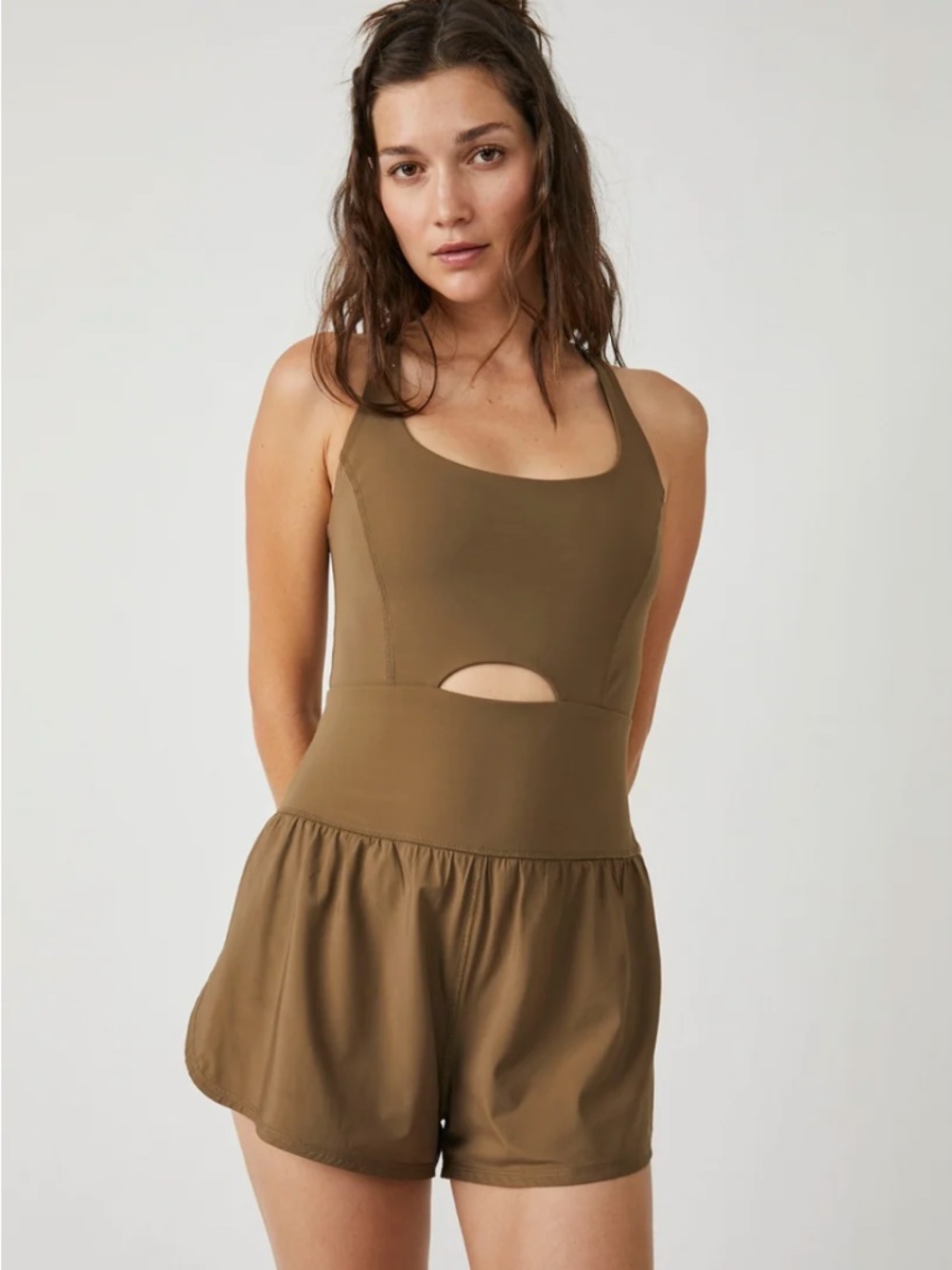 Free People Movement Righteous Runsie Women's Size Large Brown Activewear (Y)